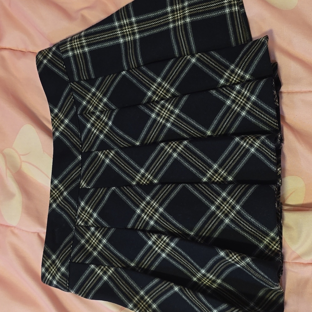 Navy Blue Plaid Skirt